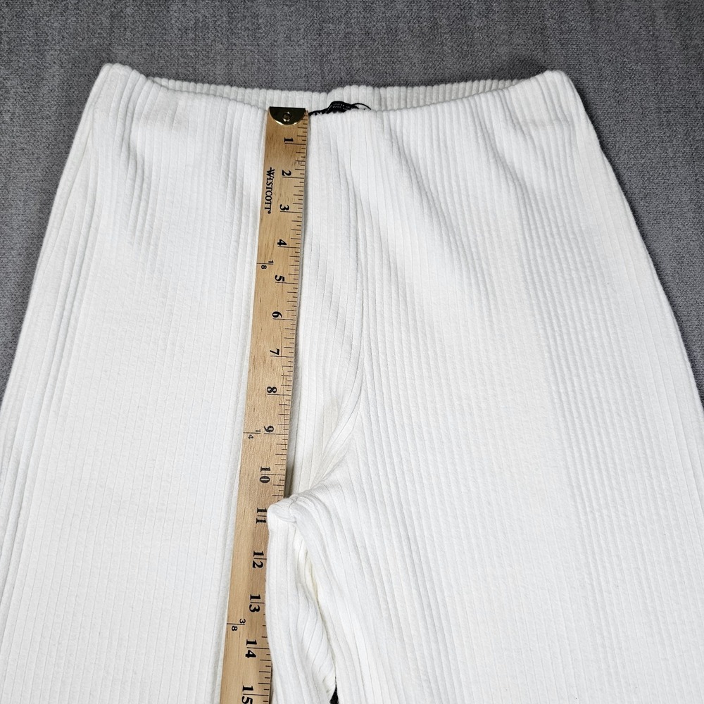 Zara Women's Off-White Knit Wide-Leg Pants High-Rise Elastic Waist Lounge - Picture 9 of 15